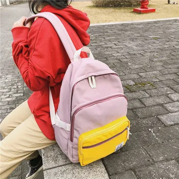 

New Waterproof Nylon Backpack Female Panelled Travel Back Pack Girls's Schoolbags For Teenagers Multilayer Book Bag 2020 Hot