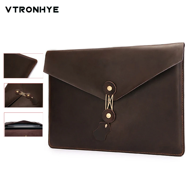 

Quality Leather Laptop Bag for Macbook Pro 13 15 Touch Bar A1706 A1708 Slim Business Sleeve Pouch Handbag for Macbook Pro Retina