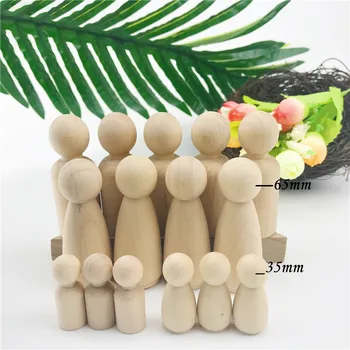

50Pcs (65mm & 35mm) School Family Peg Dolls Best Kids Brain Game Toys Unpainted Wooden Peg Doll Teacher And Kids DIY Crafts