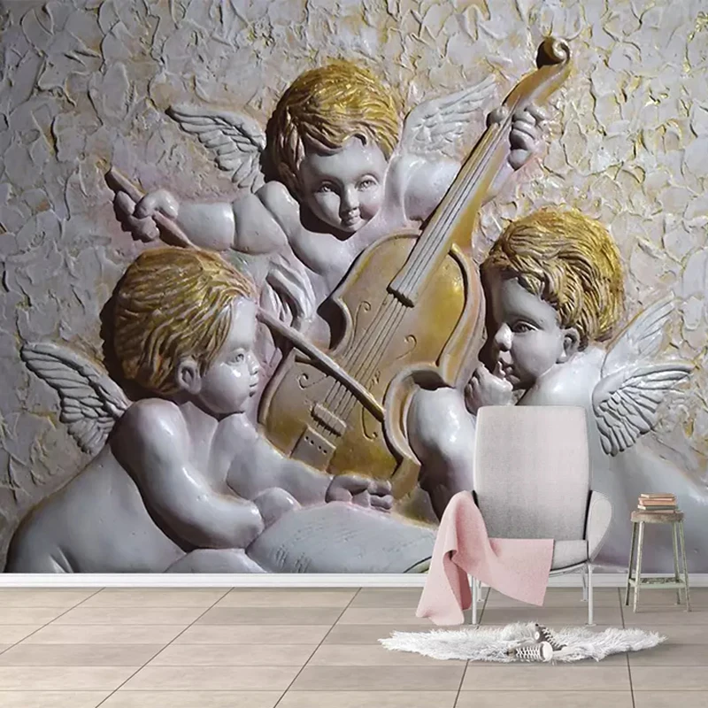 

3D Wallpaper European Style Stereo Angel Photo Wall Mural Living Room Kids Bedroom Background Wall Covering 3 D Papel De Parede