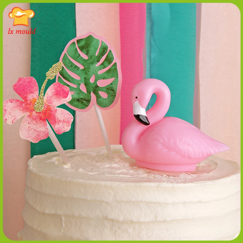 2017 New Cake Decoration Flamingo Silicone Mold Birthday Candle