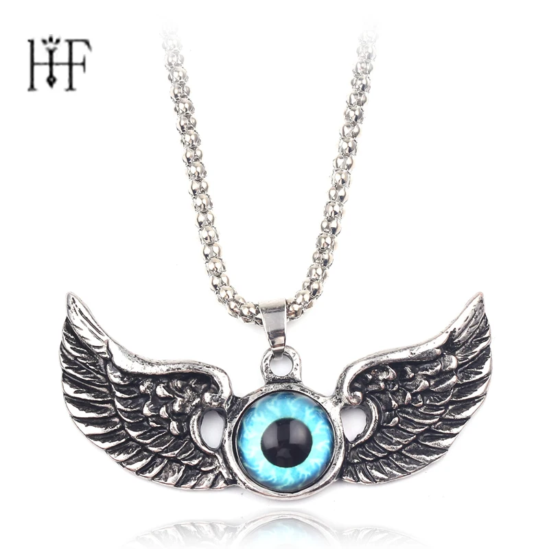 New Gothic Winged Eye Necklace Pendant For Men Ancient Wing Men's Necklaces Corrente Masculina Erkek Kolye | Украшения и