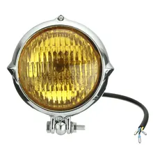 Новый Chrome черный мотоцикл 4 дюймов фар желтый свет лампы для Harley Bobber Chopper