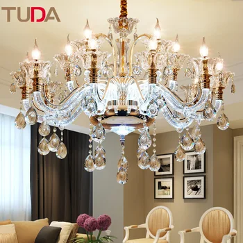 

TUDA LED Chandelier European Candle Crystal Chandelier Living Room Bedroom Zinc Alloy Glass Chandelier E14 110V 220V