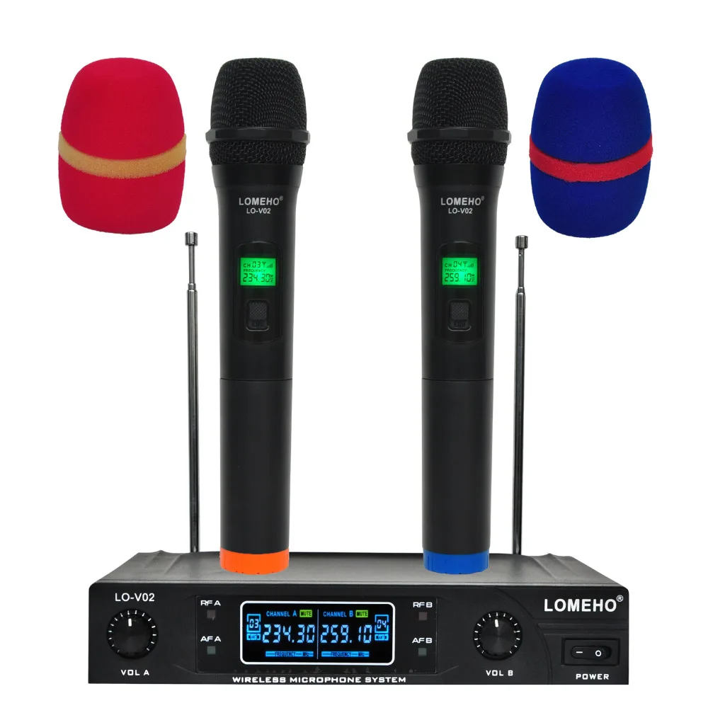 LOMEHO LO V02 VHF Dual Channel Handheld Karaoke Microphone Family Party Wireless Mic Handheld Wireless Microphone