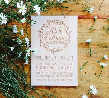 

Custom Timber wedding invitation - Vines Design-Wood wedding invitation