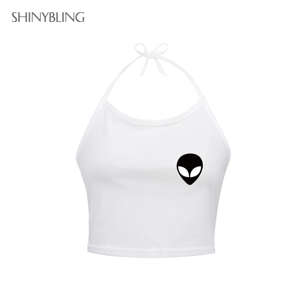 Tumblr Out Space Alien Design Crop Top Festival Fashion Cute Funny