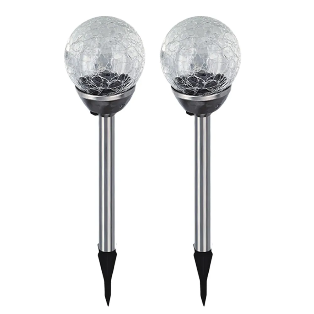 Padrão de Crack Lâmpadas do Gramado de Energia Inoxidável Luzes Bola Solar Jardim Luz Luz-operado Lâmpada Dropship 6.23 2 Pcs Aço 16 2 pcs Aço Inoxidável Luzes Padrão de