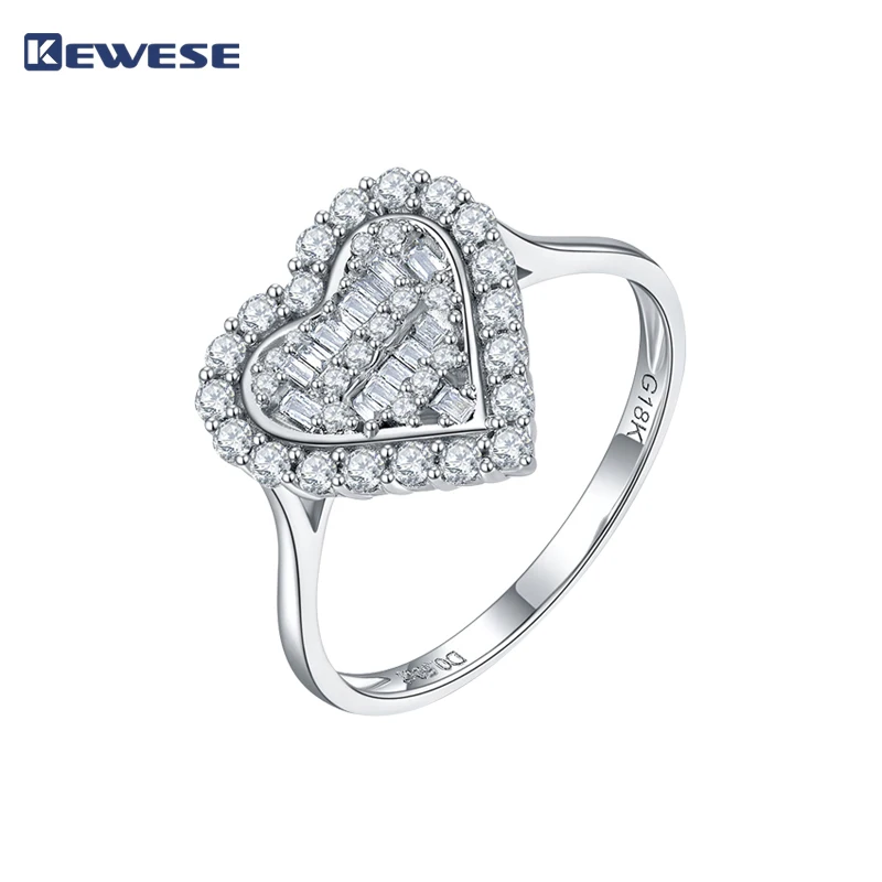 

18k white gold diamond ring female authentic 50 cents heart-shaped diamond ring South Africa drill to get married to ring weddin