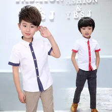 Летние детские футболки с коротким рукавом детская одежда для мальчиков; белая рубашка Мода джентльмен праздничная одежда милая одежда для детей