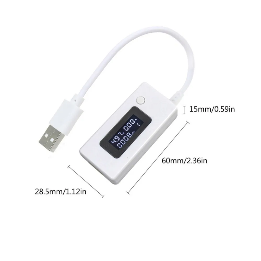 White Tail LCD USB Current Voltmeter Monitor Tester Detects Mobile Phone Charging Mobile Power Capacity
