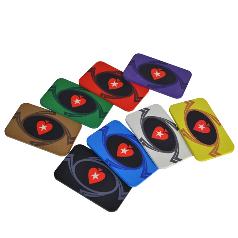 10 pcs/set Poker Chips Texas Hold'em 35g Ceramic Rectangle NO Value