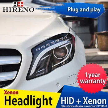

Hireno Headlamp for Mercedes-Benz W156 GLA220 GLA250 GLA260 car Headlight Assembly LED DRL Angel Lens Double Beam HID Xenon 2pcs