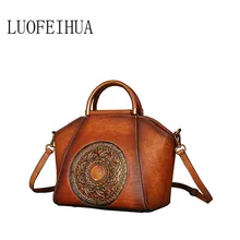 LUOFEIHUA женские сумки из натуральной кожи для женщин Новинка тотемная тисненая кожаная сумка ретро Сумка-тоут дизайнерская женская сумка