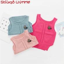 Зима-осень маленьких Обувь для девочек милый кролик жилет без рукавов трикотаж жилет Дети Irregula верхняя одежда пальто casaco Roupas