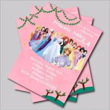 14 шт./лот обычай принцесса приглашения на день рождения карты обувь для девочек Baby Shower приглашает принцессы поставщик праздничных украшений