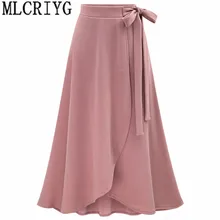 Весенние модные юбки женские s с высокой талией винтажные розовые черные длинные юбки для женщин Асимметричные faldas mujer плюс размер 5xl 6xl