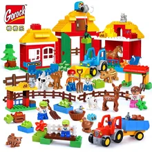 GOROCK Happy Farm Large Blocks Happy Zoo With Animals Building Blocks Set For Kids DIY Gifts
