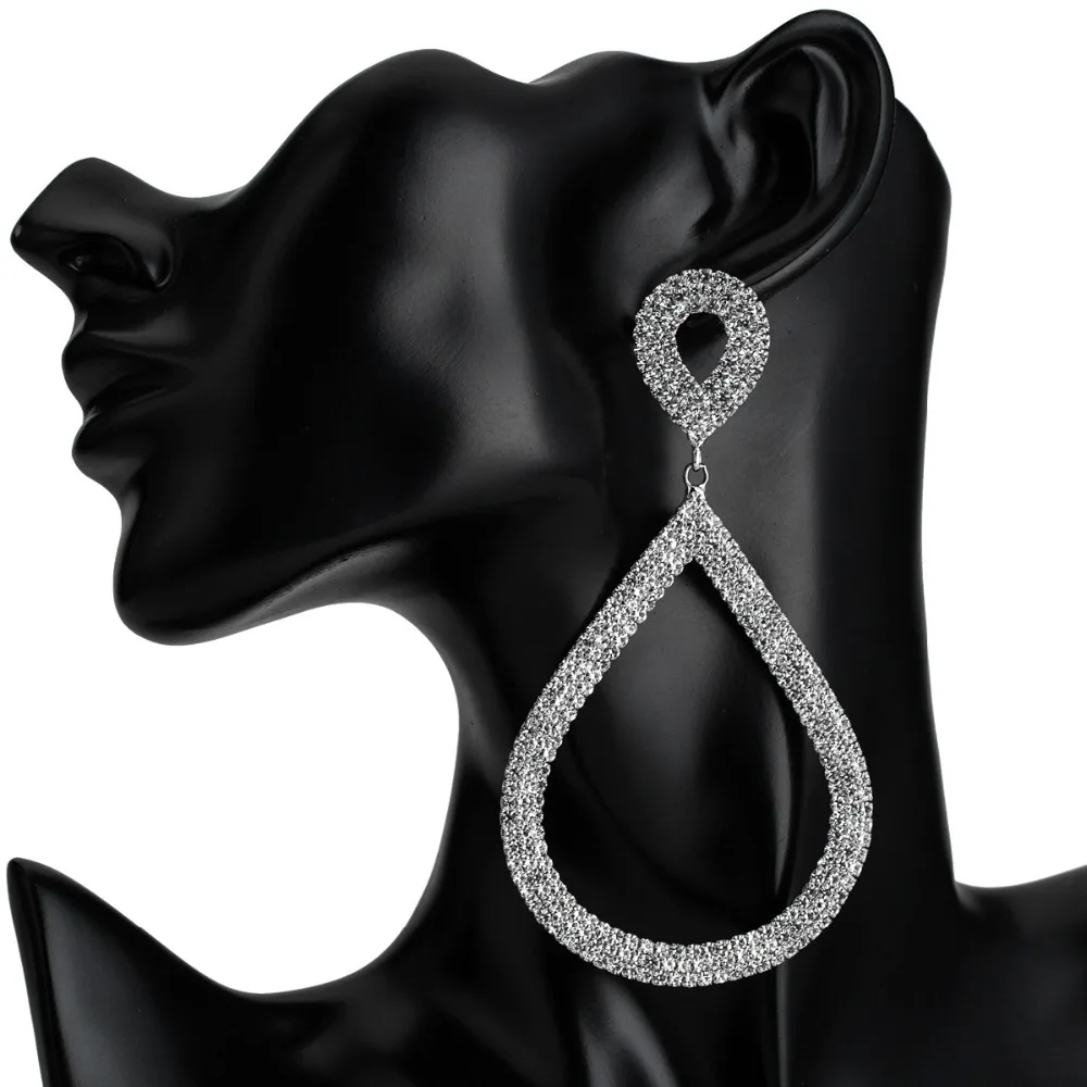 

Luxury water drop statement earrings for women rhinestone big earrings 2019 crystal dangle earings fashion costume jewelry