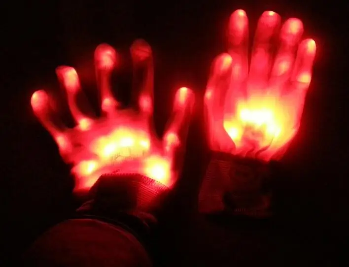 Одна пара = 2 шт. перчатки со светодиодами, меняющие цвет светящиеся мигающие перчатки со скелетом YH1149