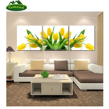 

YUMEART Triptych Diy Diamond Painting Cross Stitch Wall Home Decoration Sticker Diamond Embroidery Diamond Crafts Tulip 3pcs/set