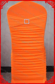 

NO.40 Neon Orange Ruffled Lycra Chair Covers With Lycra Band/Sash&Square Diamond Buckle&Pin For Wedding Banquet Home Decoration