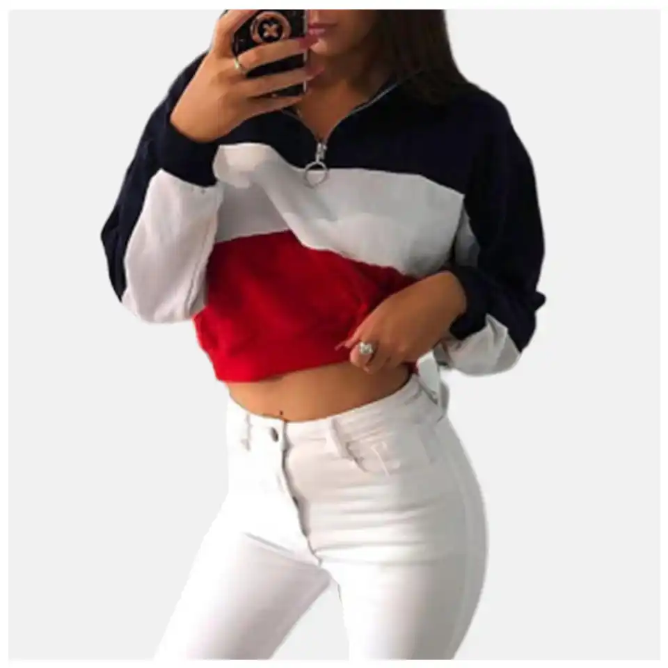 half zip pullover cropped