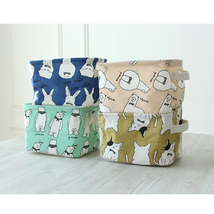 Cosmetic simple Storage Box Zakka Bag Organiser Foldable Container Basket cajas organizadoras | Дом и сад