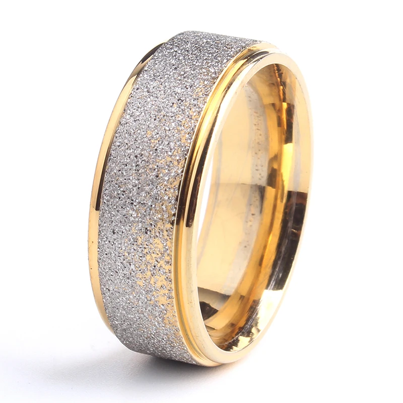 

8mm gold color matte 316L Stainless Steel rings for men women wholesale