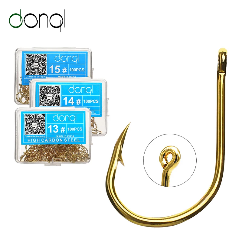 DONQL 100 قطعة الصيد السنانير البحر عالية الكربون حلقة من الصلب واحدة شص الكارب يطير معدات الصيد الرقصة الشائكة مجموعة خطفات