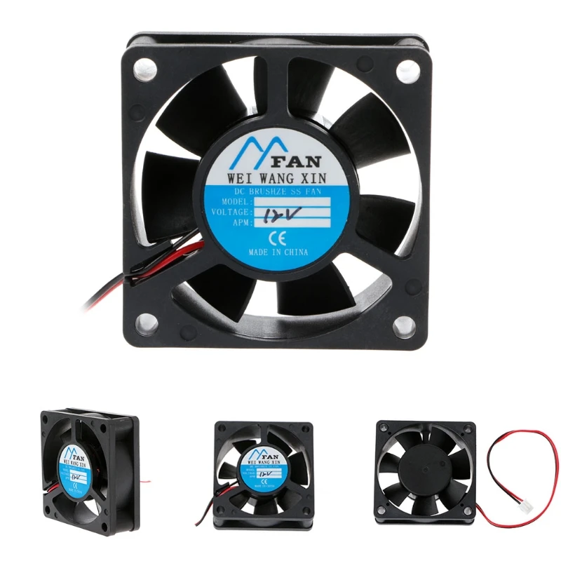 60mm * 60mm * 20mm DC 12 V 2 دبوس برودة فرش محوري PC CPU حالة التبريد مروحة 6020