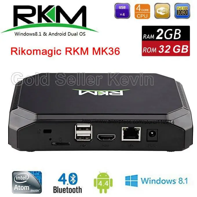 

Original RKM MK36 Android 4.4 + Windows10 Dual OS TV Box 2G 32G Wintel Z8300 64bit Smart Mini PC Bluetooth Wifi XBMC/ Kodi TVbox