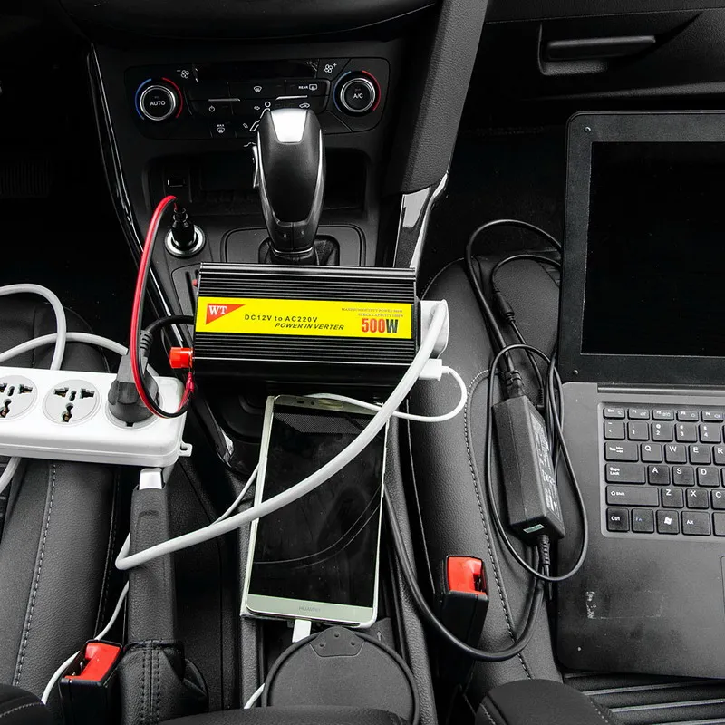 

1 PC 500W Outlets Power Inverter DC 12V to AC 220V Car Adapter Laptop Smartphone VEK04