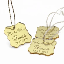 30 шт. персонализированные Выгравированные пользовательские зеркальные Свадебные бирки любовь облако форма бирки вино Подарочная бирка с джутовый канат Декор сувениры 4x4 см