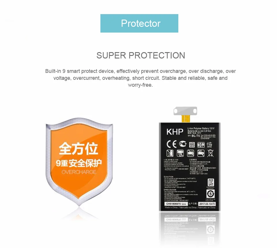 2017 KHP NEW 100% BL-T5 Phone Battery For LG Nexus 4 E975 E973 E970 E960 F180 Optimus G High Quality Mobile Replacement Battery (14)