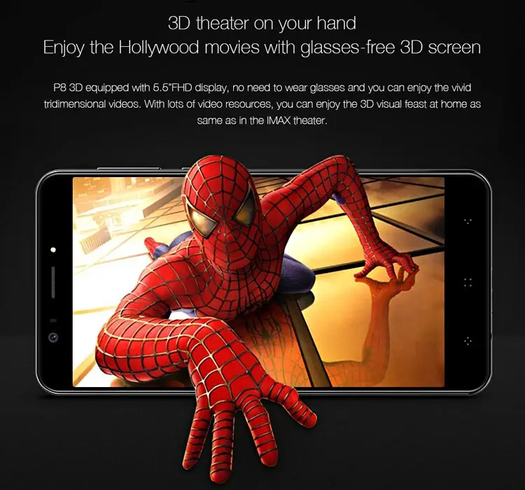 ELEPHONE P8 3D 4GB RAM 64GB ROM MTK6750T 1.5GHz Octa Core 5.5 Inch Glasses-free 3D Sharp FHD Screen Dual Camera Android 7.0 4G LTE Smartphone