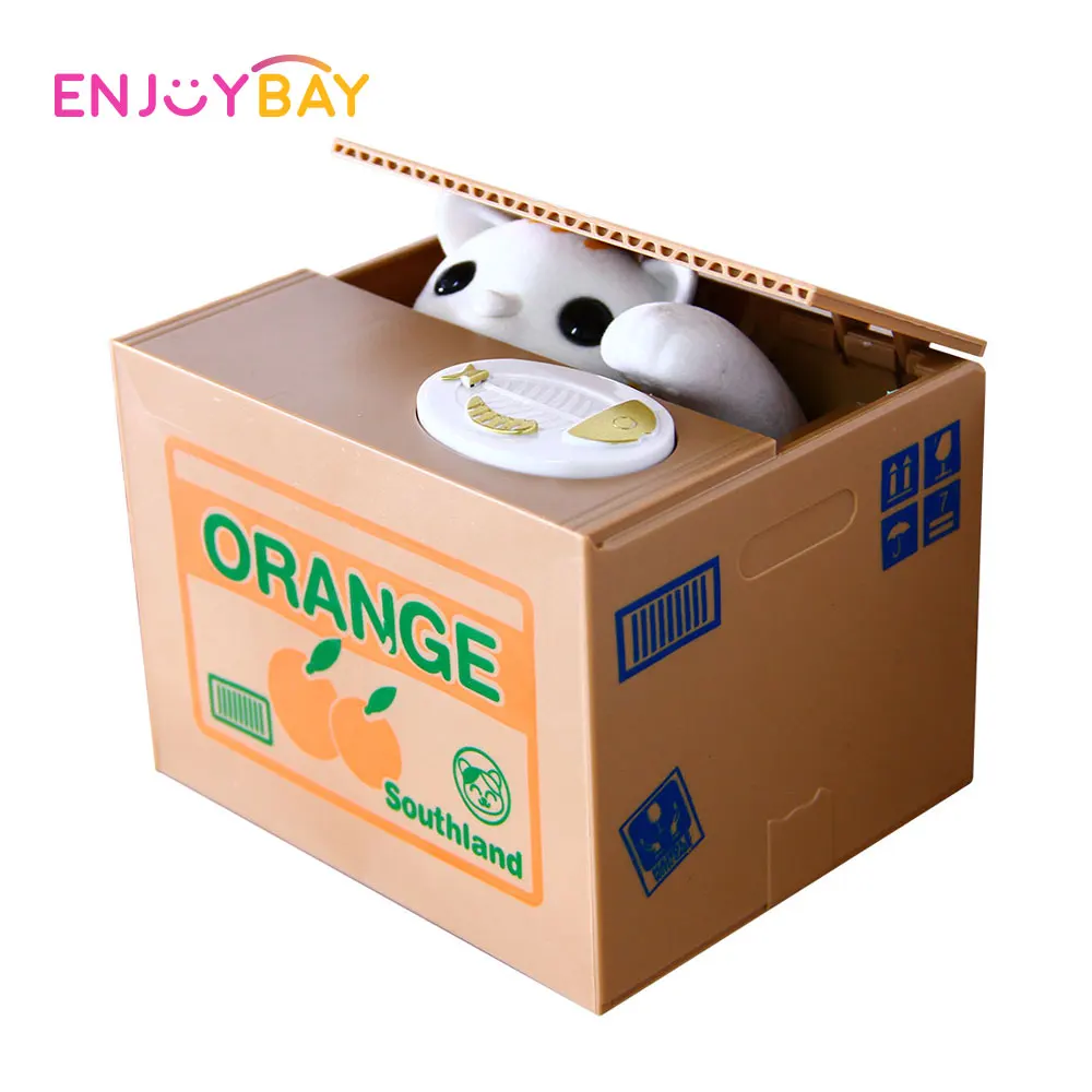 Enjoybay cat stealing money saving box toys automated piggy bank boxes