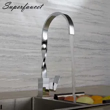 Superfaucet Кухонный Кран, Кухня Раковина Кран Смесителя Одной Ручкой Хромированная Отделка с Горячей и Холодной Водопроводной Воды Torneira HG-6547