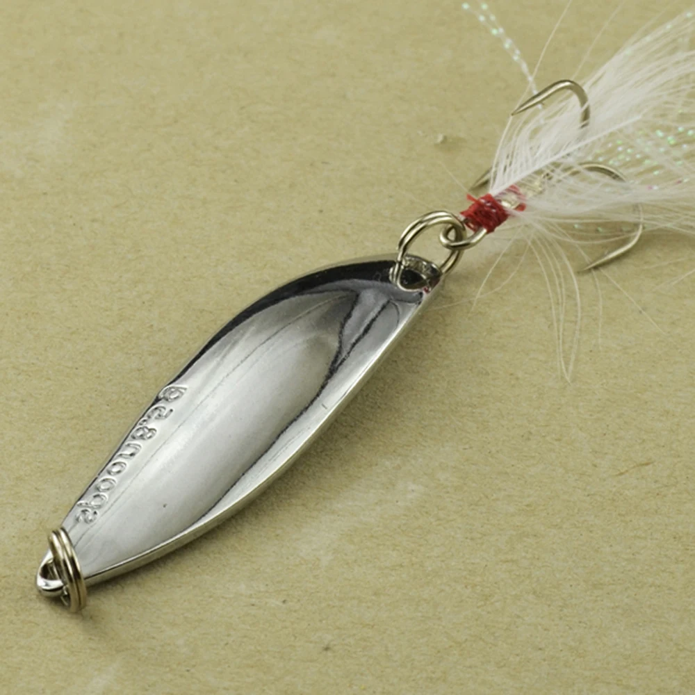 10PCS Fishing Spoon Lure Treble Feather Hook Spinner baits 9.5g 10.5g