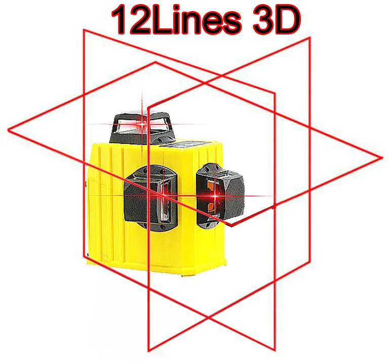 3D 12 линий лазерный нивелир самовыравнивания 360 горизонтальный и вертикальный крест супер мощный красный лазерный луч линии литиевая батарея