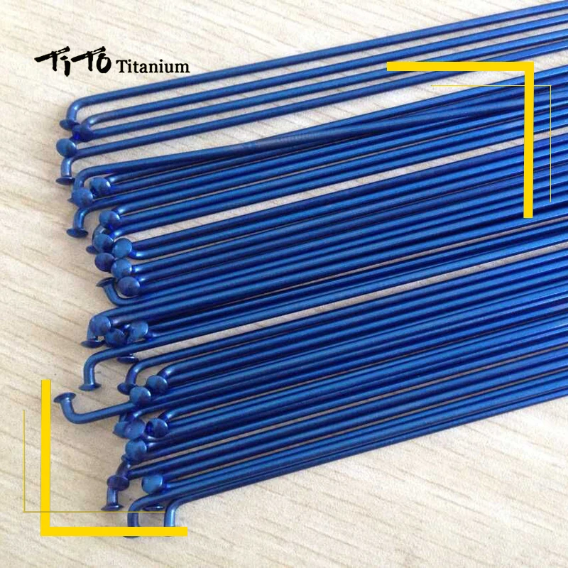 TiTo Titanium Alloy Mountain or Road Wheel Bicycle Spokes Elbow /Straight Pull Customizable Length 28/32/36/44 pcs multicolour
