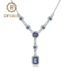 GEM'S BALLET 2.94Ct натуральный иолит синий мистический кварцевый камень кулон ожерелье для женщин 925 пробы серебро y-ожерелье ювелирные изделия