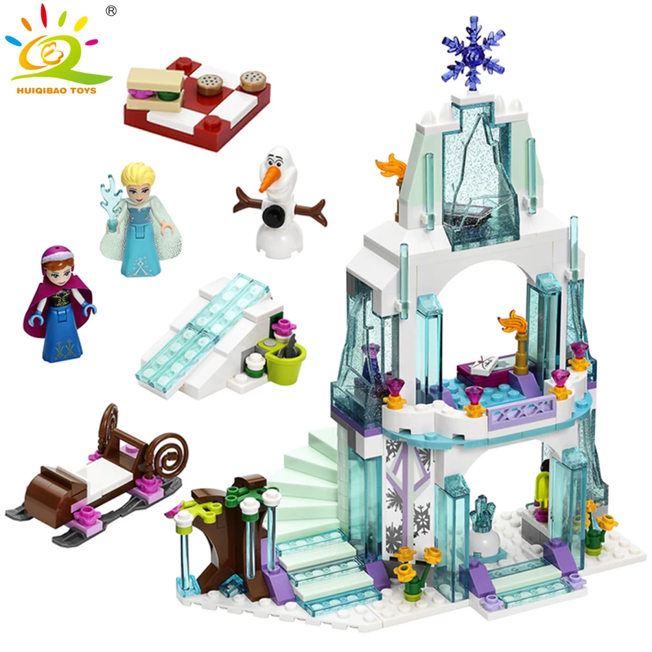 

316pcs Princess Elsa Ice Castle Princess Anna Model Building Blocks legorreta House figures bricks Toys for children girls