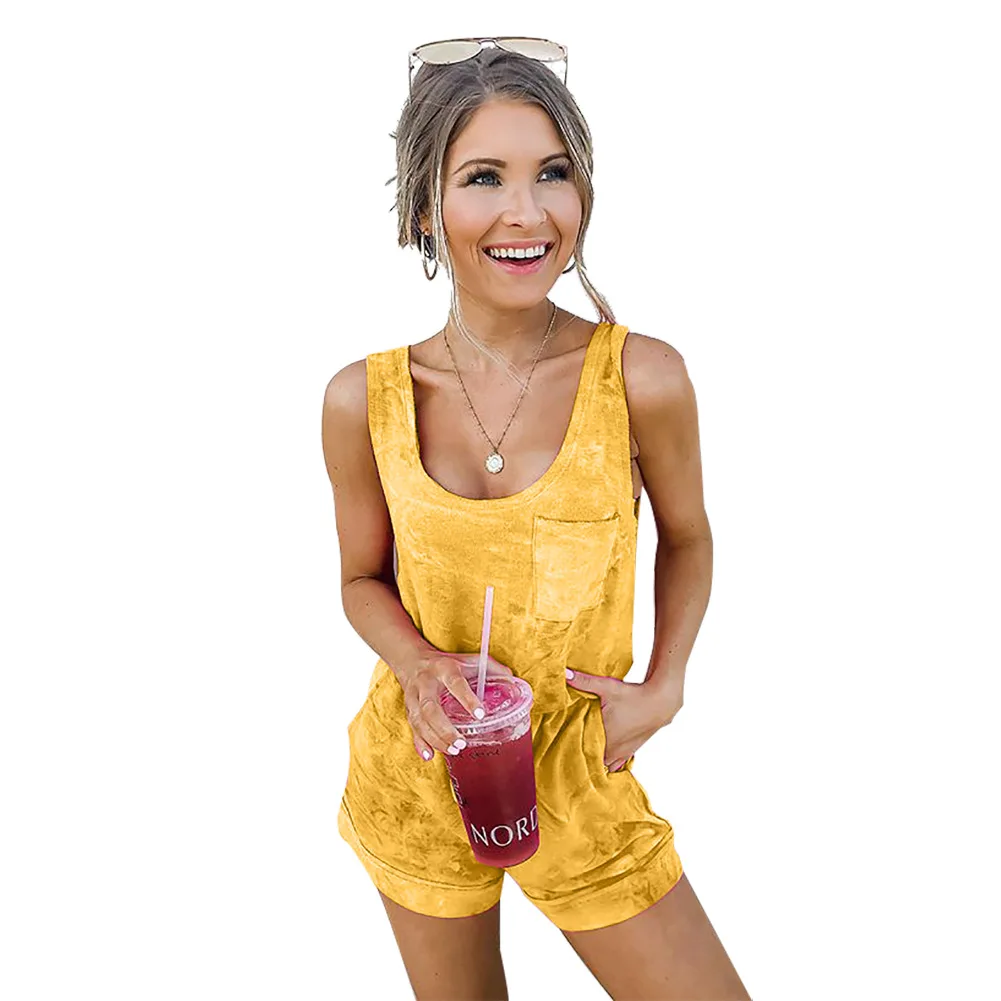 Women Beach Rompers Female 2019 Summer Solid Casual Short Jumpsuit Sleeveless Slim Bodycon Sexy Party Playsuit Women Beach Rompers Female 2019 Summer Solid Casual Short Jumpsuit Sleeveless Slim Bodycon Sexy Party Playsuit