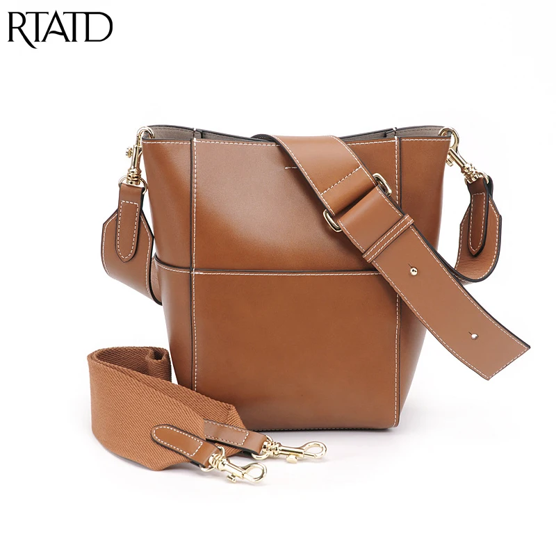 

RTATD Genuine Leather Women 2 Size Version Lady Shoulder Bag Chic Classical Handbag Fashion Female Crossbody Bags B284