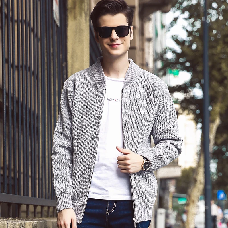 

b Plus Size 2XL 3XL Casual Mens Cardigan Sweater Stand Collar Men's Sweaters Winter Warm Thick Velvet Sweaters Warm Clothing