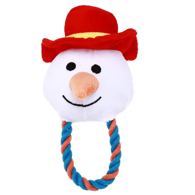 

Pet Dog Toys Puppy Cotton Rope Chew Toy Christmas Snowman Cartoon Animal Shape Squeaker Toy Pet Interactive Training