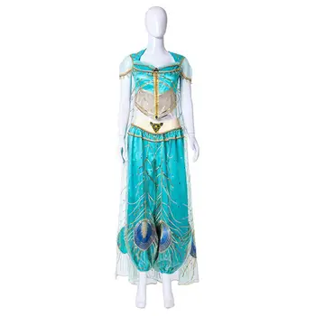 

Movie Aladdin Princess Cosplay Jasmine Dress Costume Adult Women Girl Kid Top Trench Pant Full Suits for Halloween Role Playing