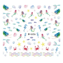 Наклейка на ногти водная переводка Переводные картинки для ногтей художественные слайдеры тату Русалка Рыба чудесный морской дизайн украшения Маникюр Фольга Обертывания