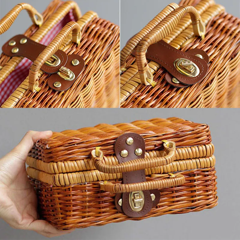 خمر البني النساء كيس الروطان مربع نمط قفل غلق بمشبك اليدوية حقائب صغيرة منسوجة القش الصلب الجوف خارج الأعلى حقائب بيد B65 خمر البني النساء كيس الروطان مربع نمط قفل غلق بمشبك اليدوية حقائب صغيرة منسوجة القش الصلب الجوف خارج الأعلى حقائب بيد B65